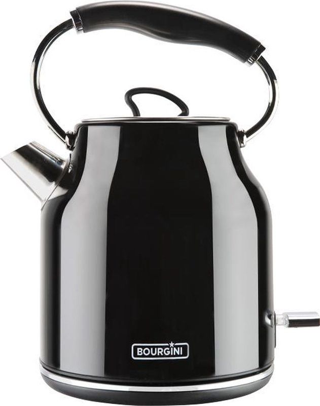 Bourgini Retro Waterkoker Deluxe - Zwart - Nostalgisch Design - 1.7L