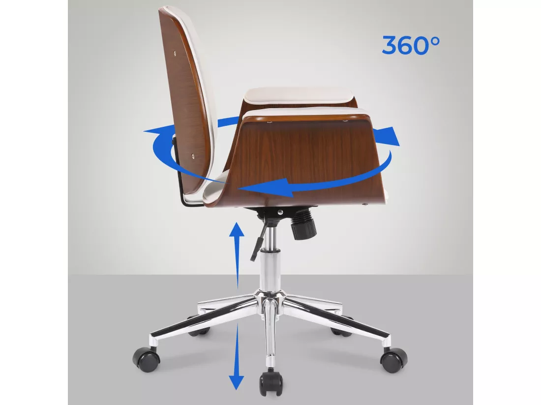 Chaise de bureau - Bois & Métal - Noyer / Blanc - Kemberg
