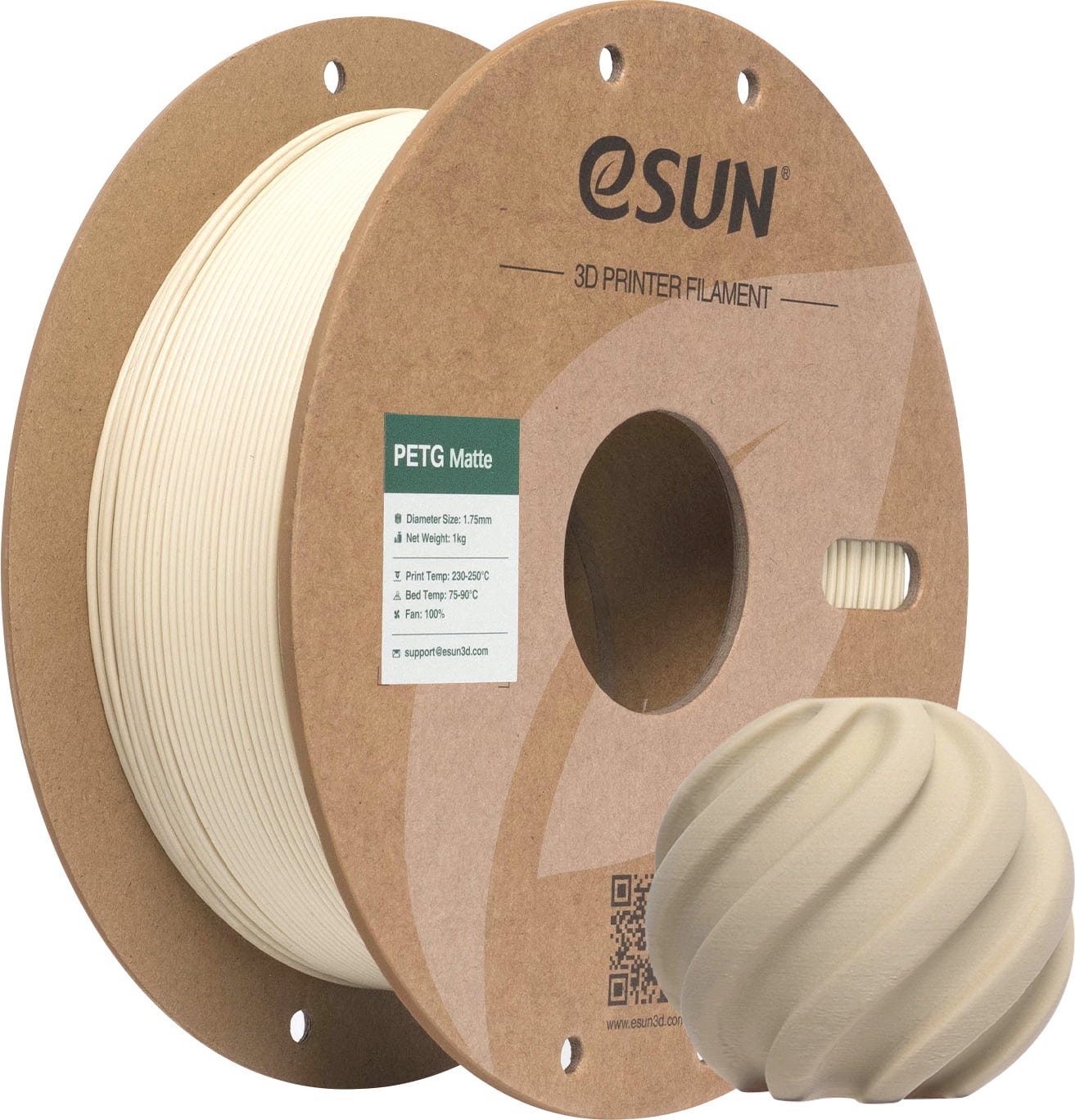 eSUN  PETG-Matte Light Khaki, 1,75 mm / 1000 g    Mattes PETG Filament in Light Khaki