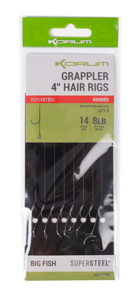 Bas de ligne Korum Grappler Hair Rigs Unhooked