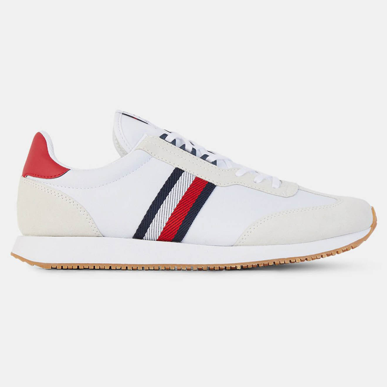 Tommy Hilfiger Baskets en Cuir  Running Mix Stripe blanc/beige