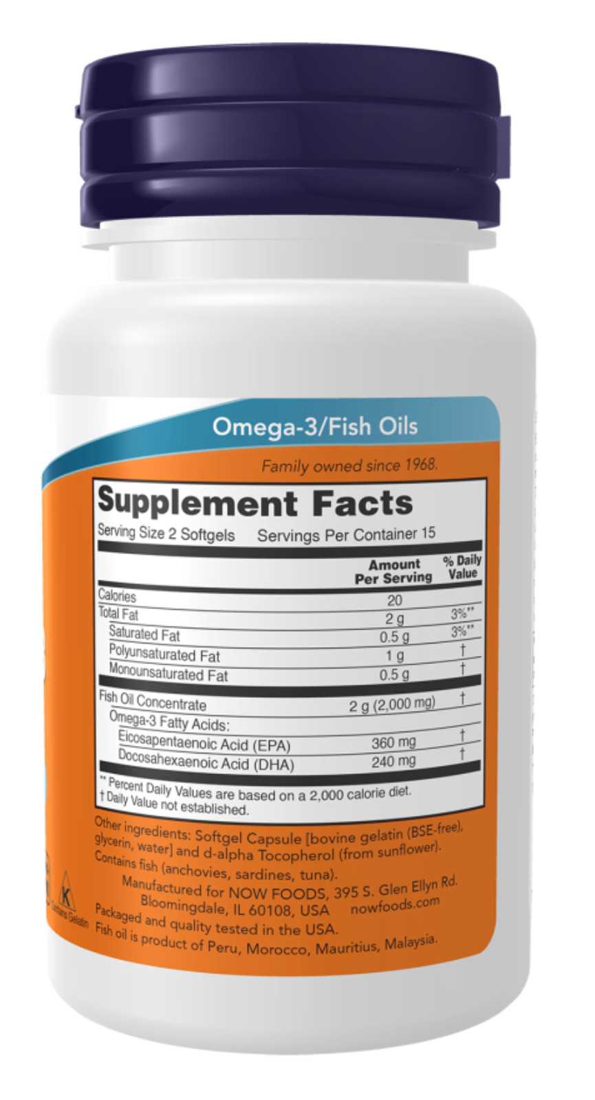 NOW Foods Destiladas Molecularmente Con Omega-3 30 Cápsulas Blandas
