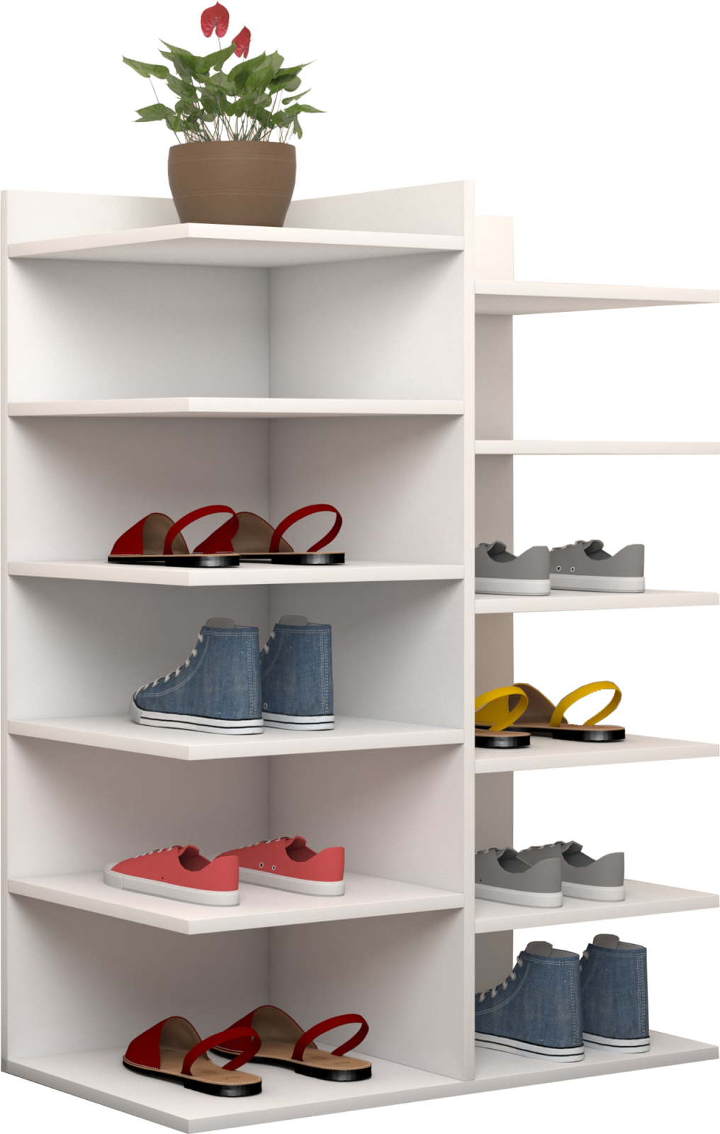 Schuhregal ENOSA - weiß - 12 offene Fächer - 60 cm