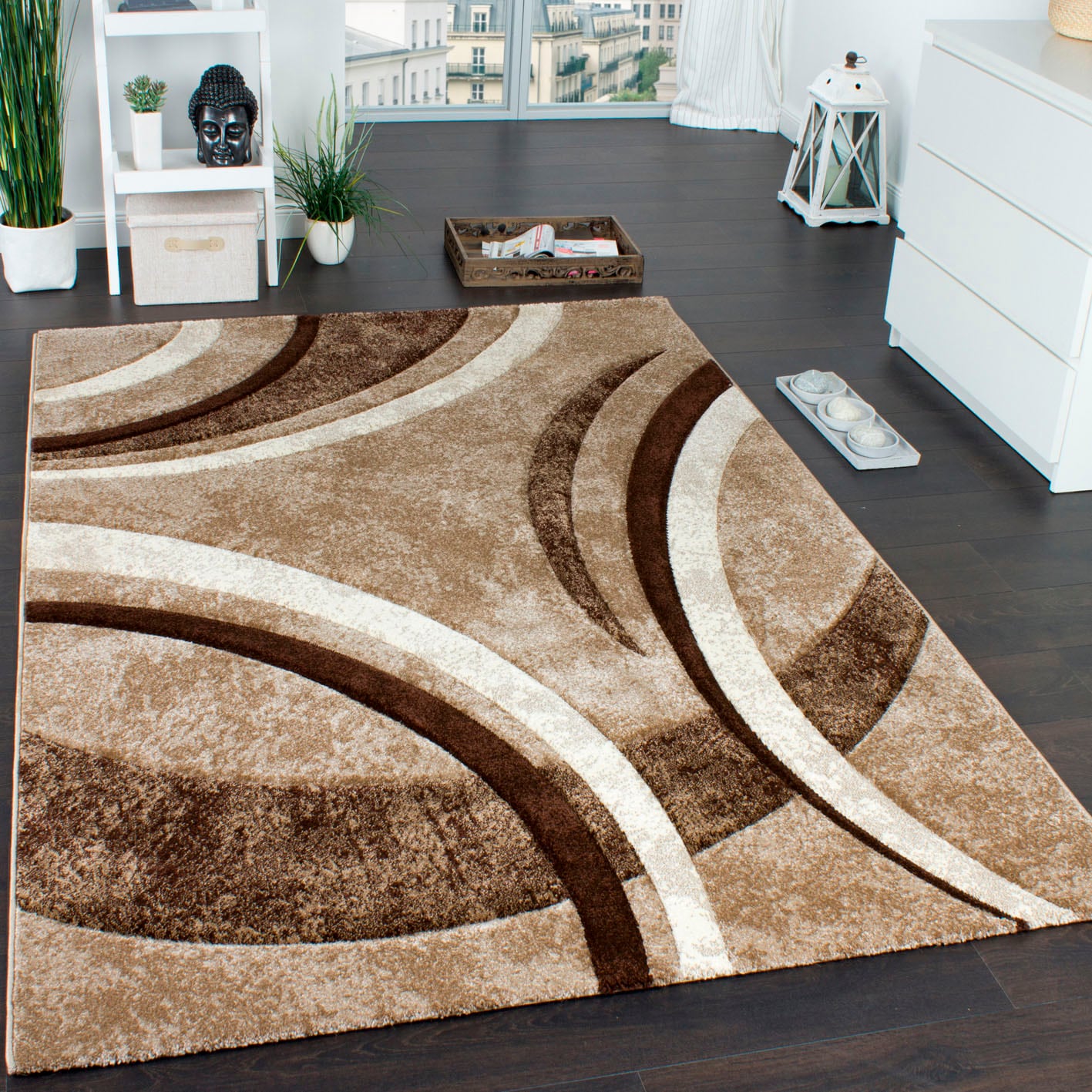 Paco Home Teppich »Brillance 758« rechteckig 16 mm Höhe Kurzflor, modernes geometrisches Design, auch als Läufer