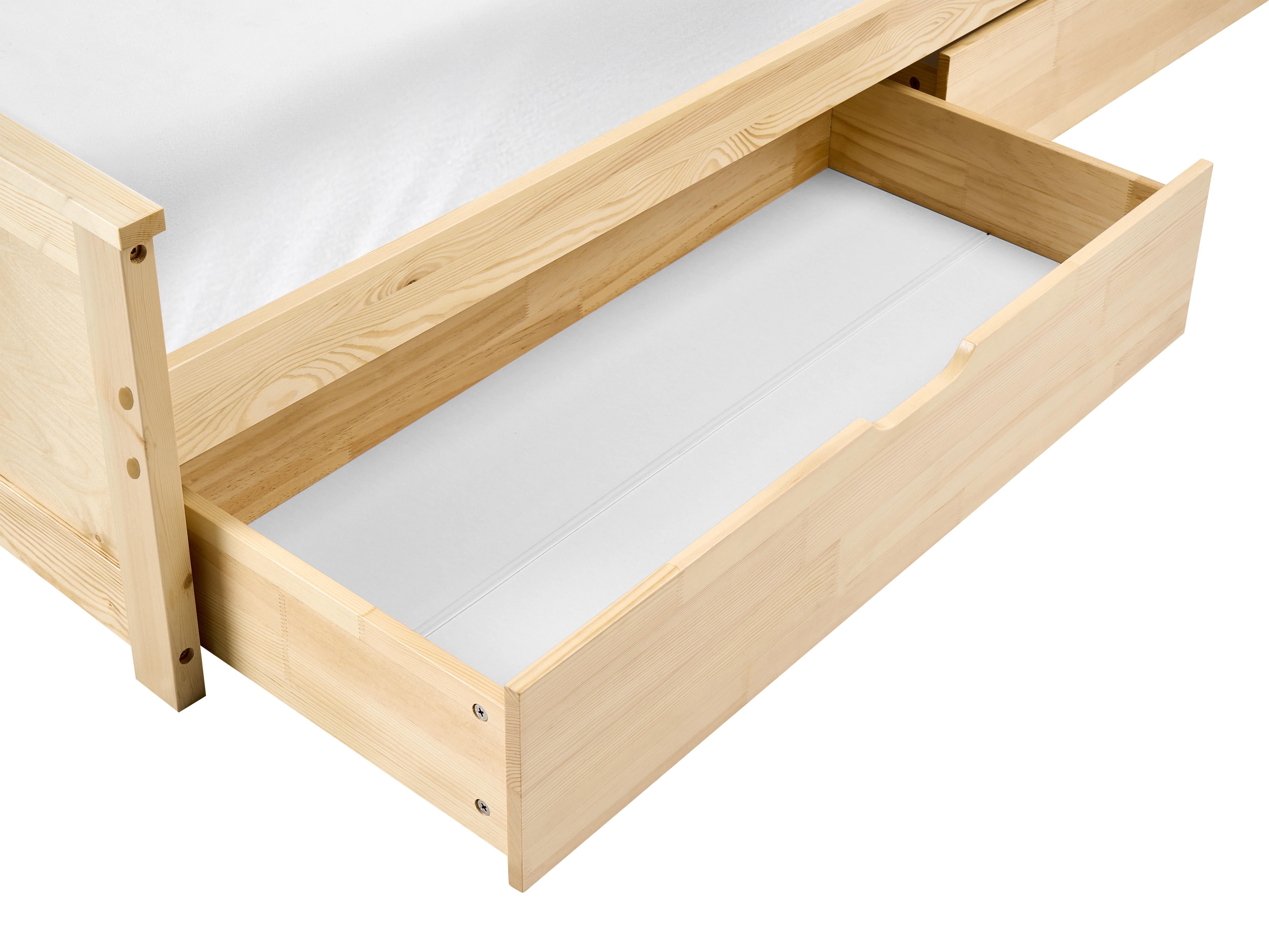 Bed met 2 lades Dennenhout DAUPHIN 90 x 200 cm Lichtbruin