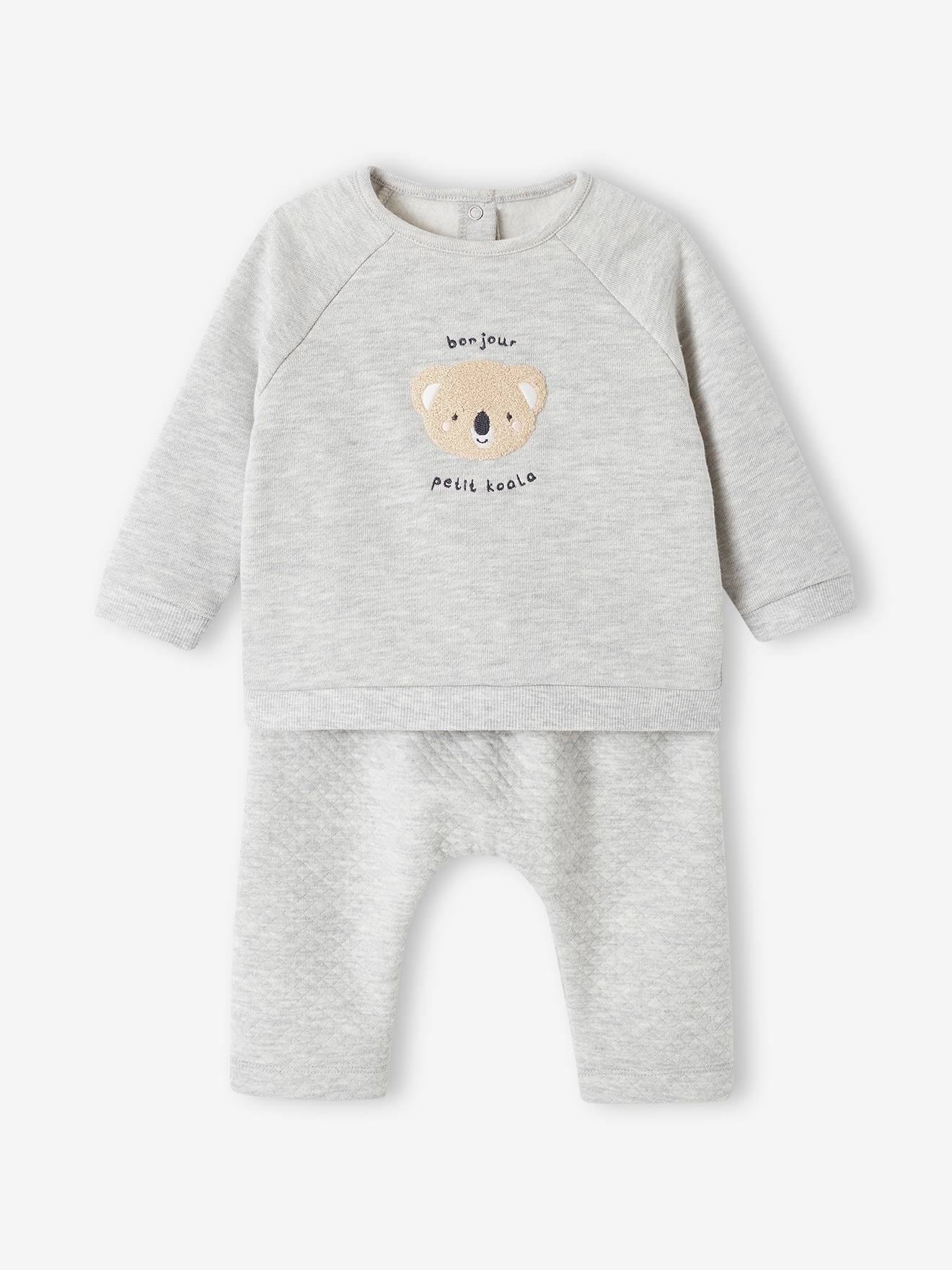 Roupa de bebê: moletom e calça bege