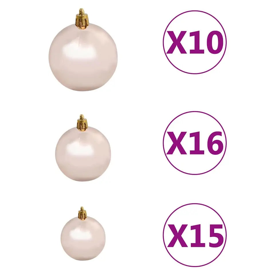 vidaXL Kunstkerstboom met verlichting en kerstballen L 240 cm wit