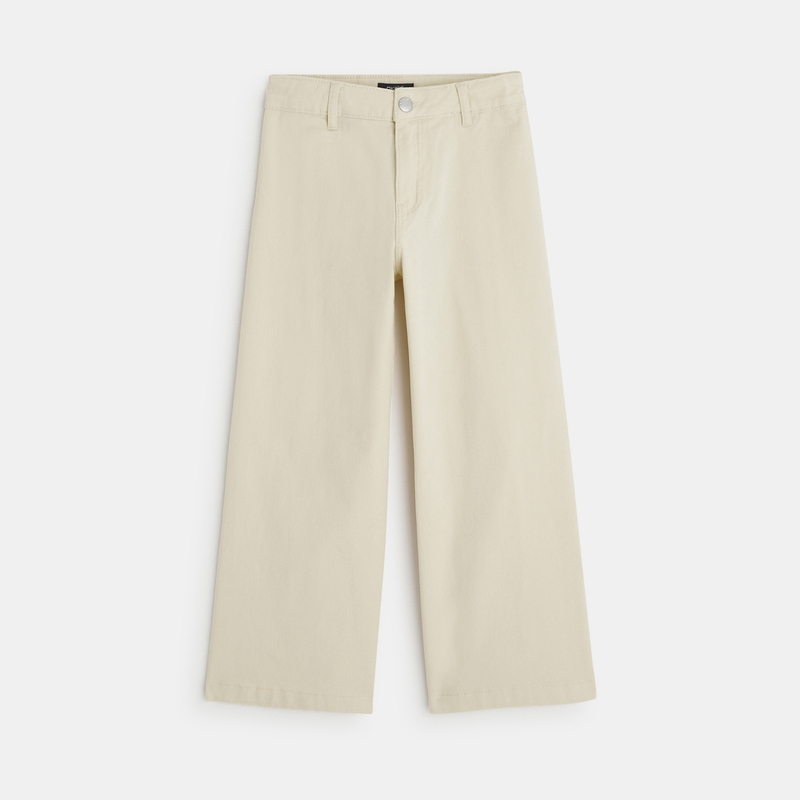 Pantalon large toile stretch blanc fille