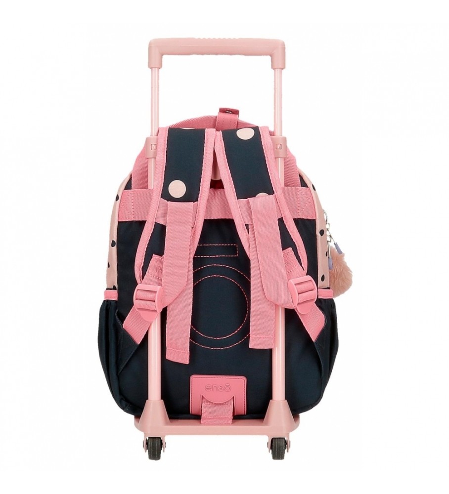Mochila pequena Enso Friends Together com rodinhas rosa