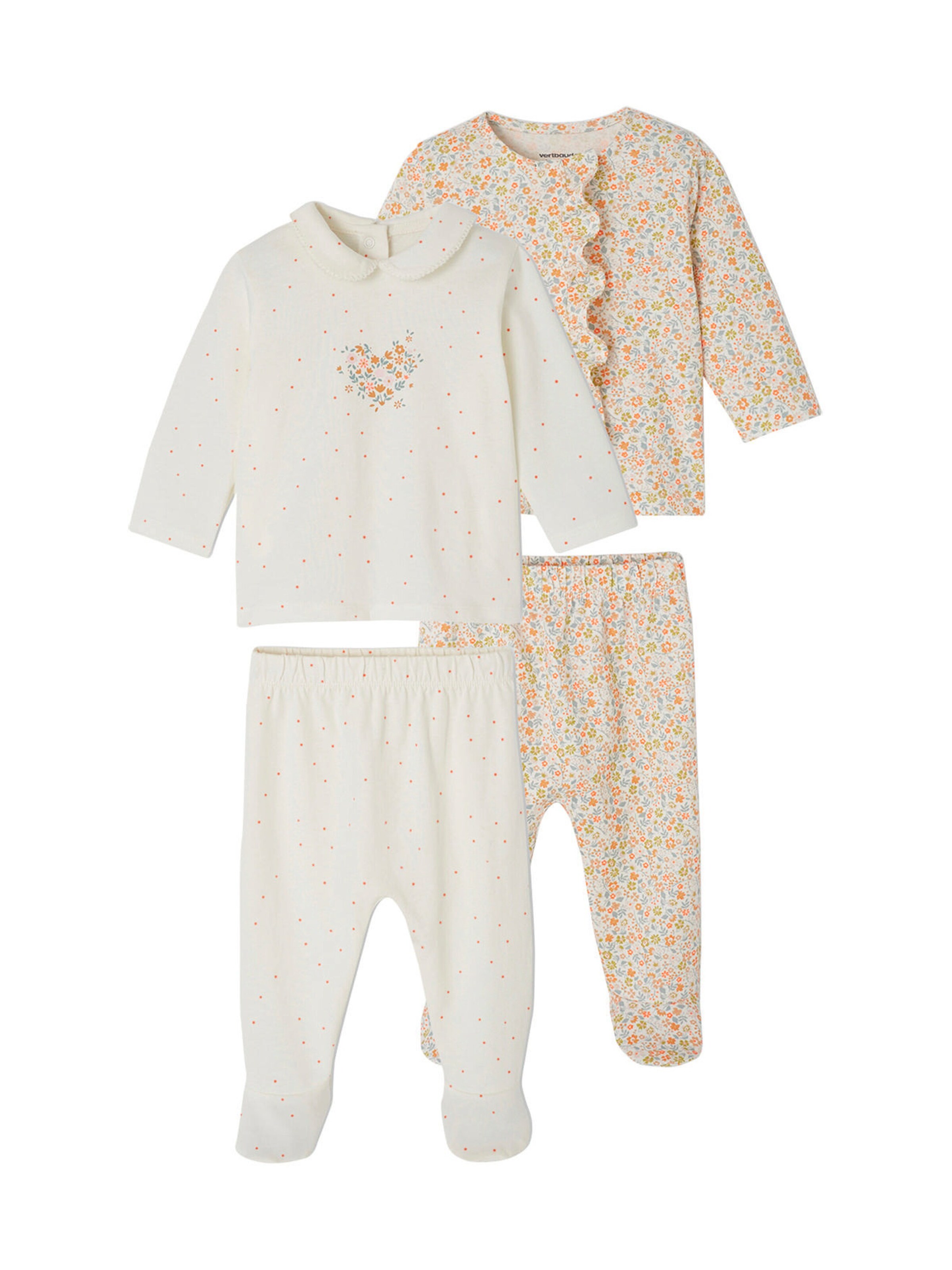 Vertbaudet 2er-Pack Baby Schlafanzüge wollweiß