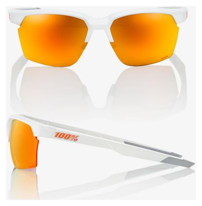 Lunettes 100% Solaires Sportcoupe Blanc Mat Verre Hiper Miroir multi-couches Rouge