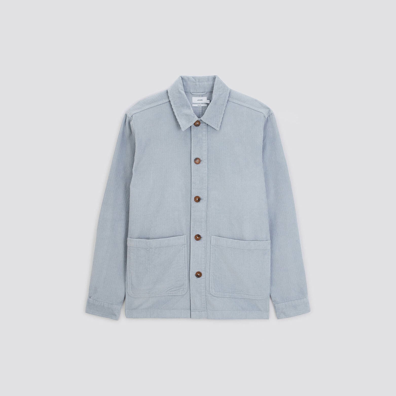 Surchemise unie coton recyclé velours Bleu clair