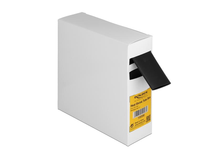 Delock Schrumpfschlauch Box mit Innenkleber, 5 m x 25.4 mm Delock Schrumpfschlauch Box, mit Innenkleber, Schrumpfungsrate 3:1, 5 m x 25.4 mm schwarz