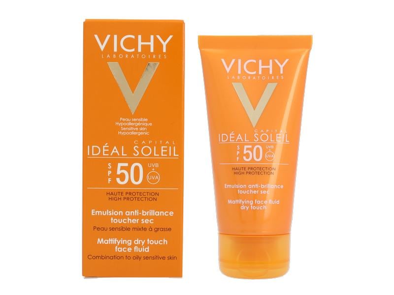 Vichy Sonnencreme Ideal Soleil LSF 50 Dry Touch 50 ml Feuchtigkeitsspendender Sonnenschutz mit chinesischem Zimt
