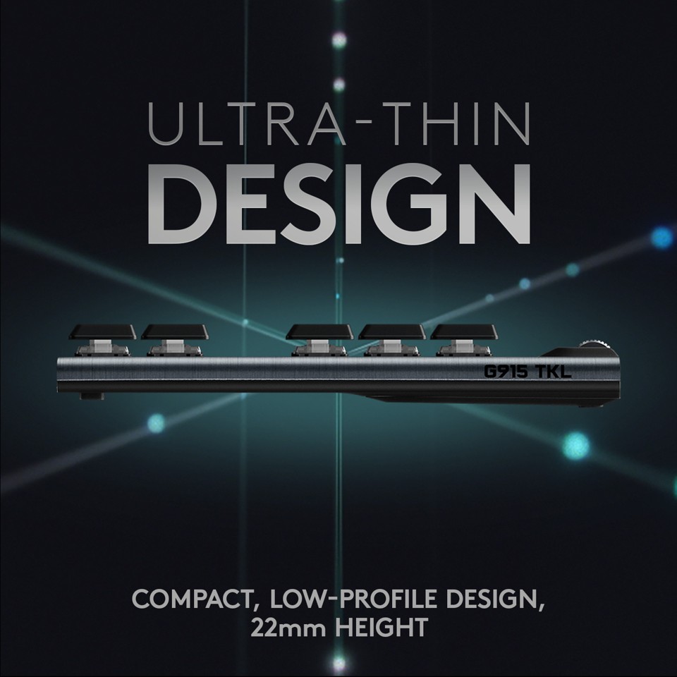 Logitech - G915 TKL Clicky trådløst, mekanisk Gamingtastatur - Nordisk Layout