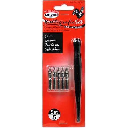 Meyco - Kalligrafie Set - Halter und 5 Federn