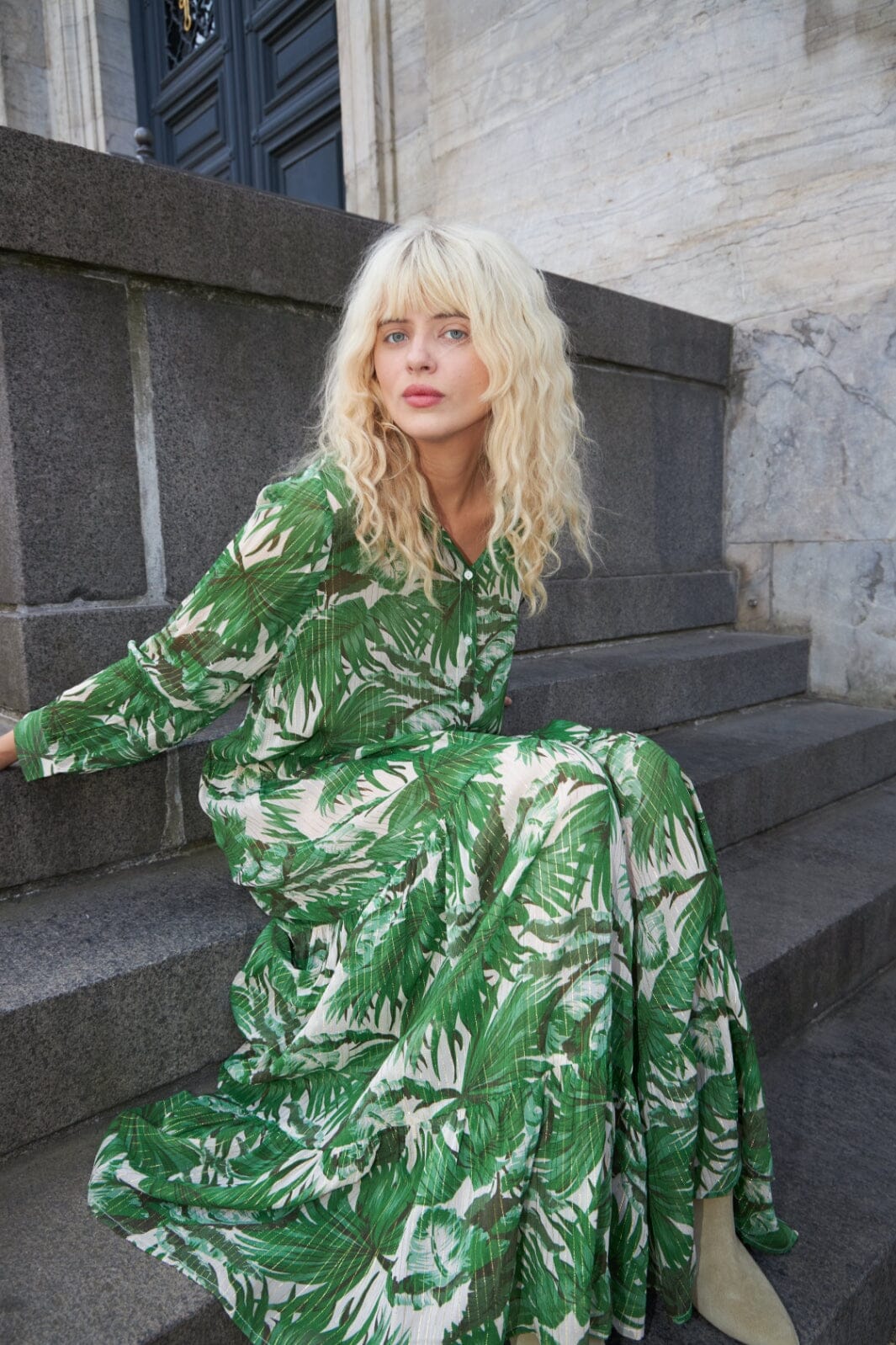 Lollys Laundry NeeLL Maxi Dress LS 40 green