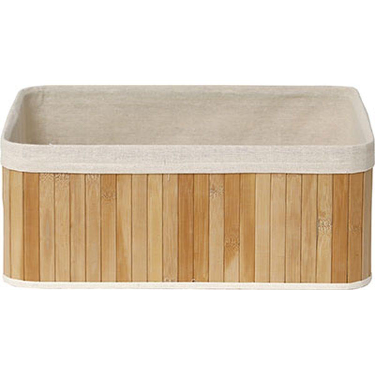 CORBEILLE RECTANGLE 40X28X16CM BAMBOU TISSU LIN