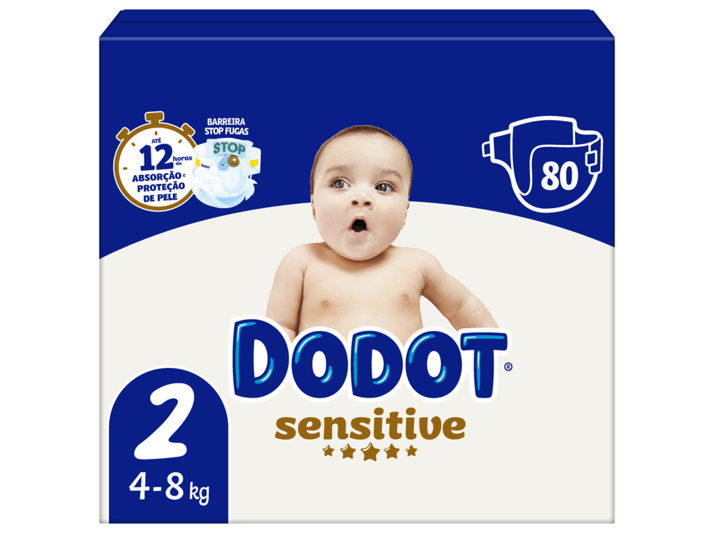 FRALDAS DODOT SENSITIVE T2 4-8KG 80 UN