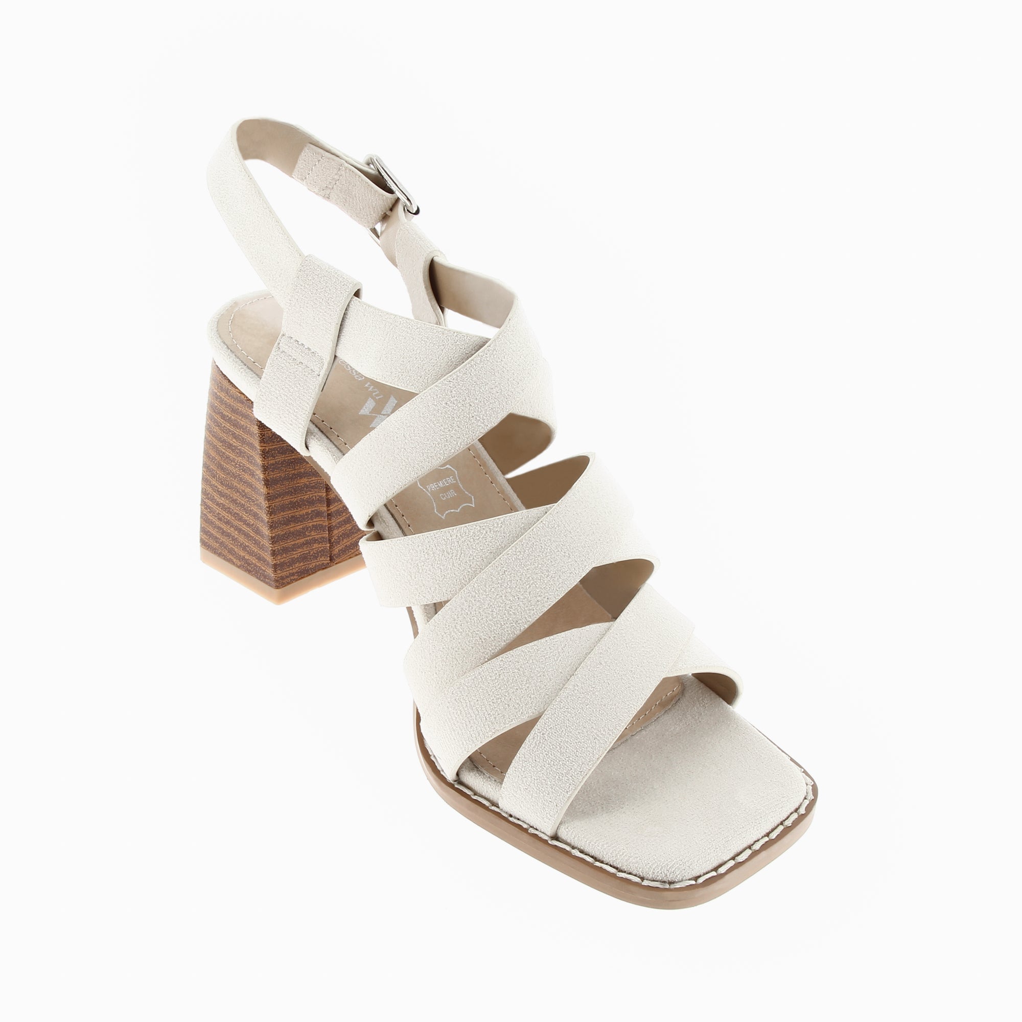 Sandales à talon, Compensées-Sandales Carrie beige clair à multibrides croisées et talon haut