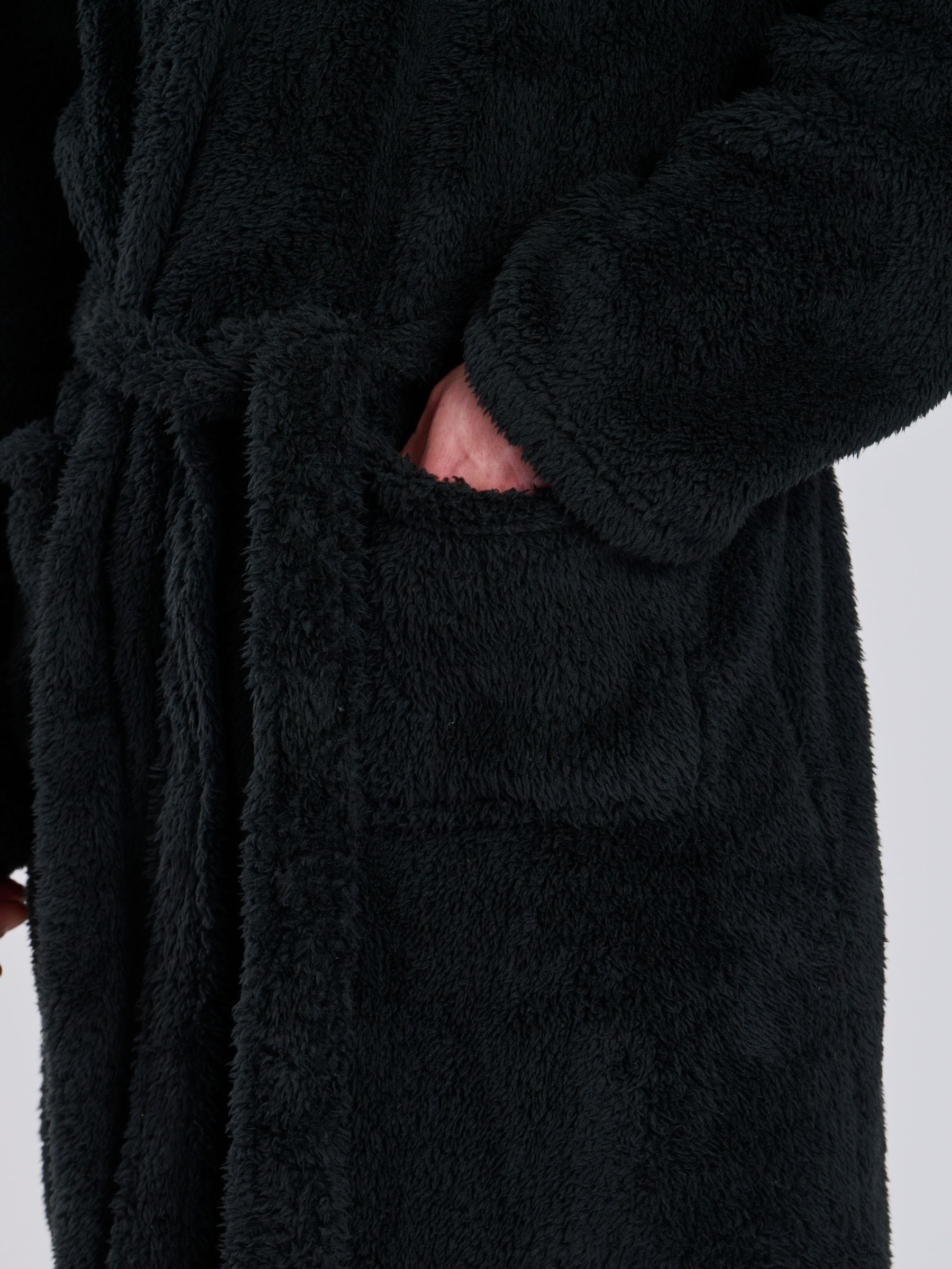 Zwart - Loungeable Sherpa kamerjas met capuchon