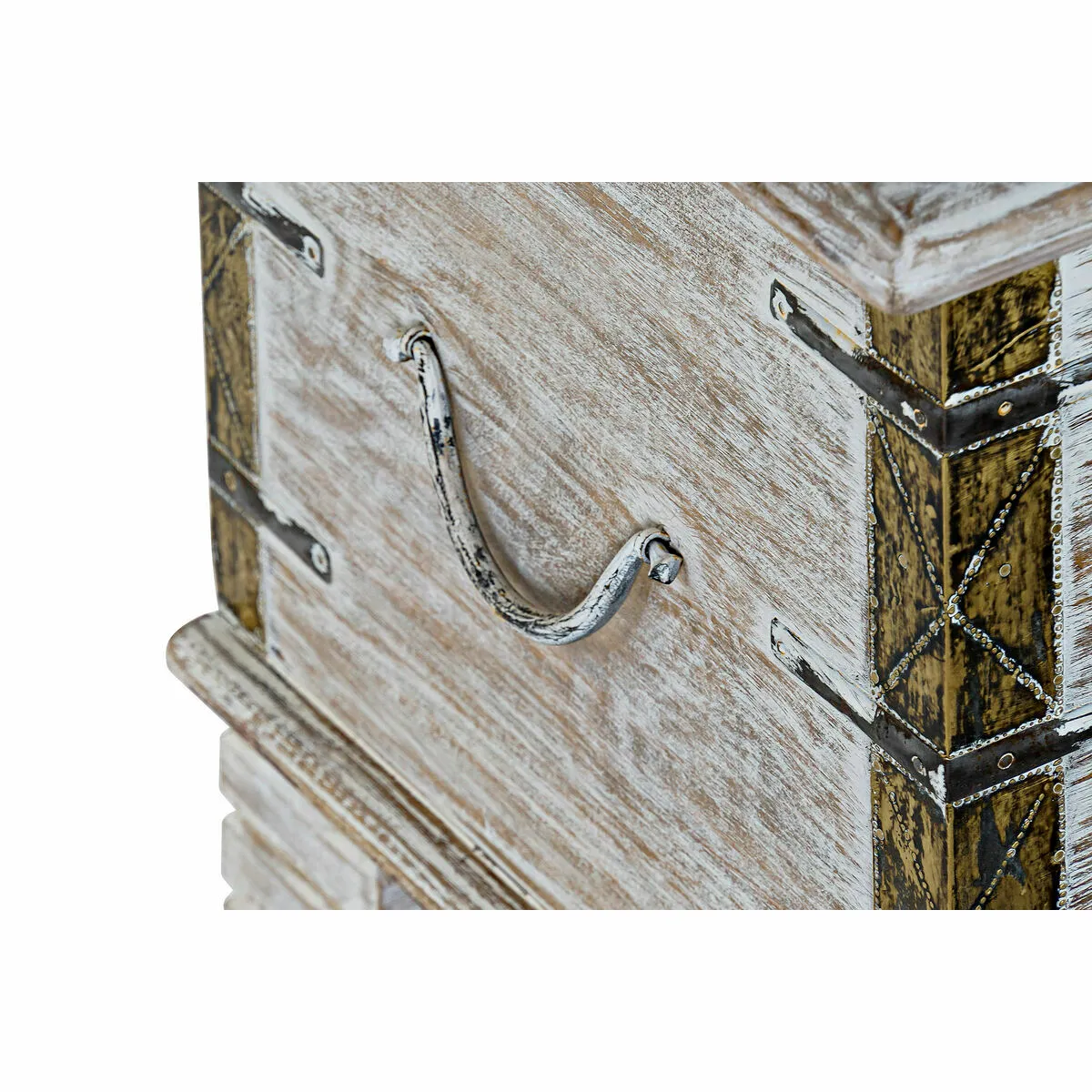 DKD Home Decor Coffre - Métal & Bois de manguier