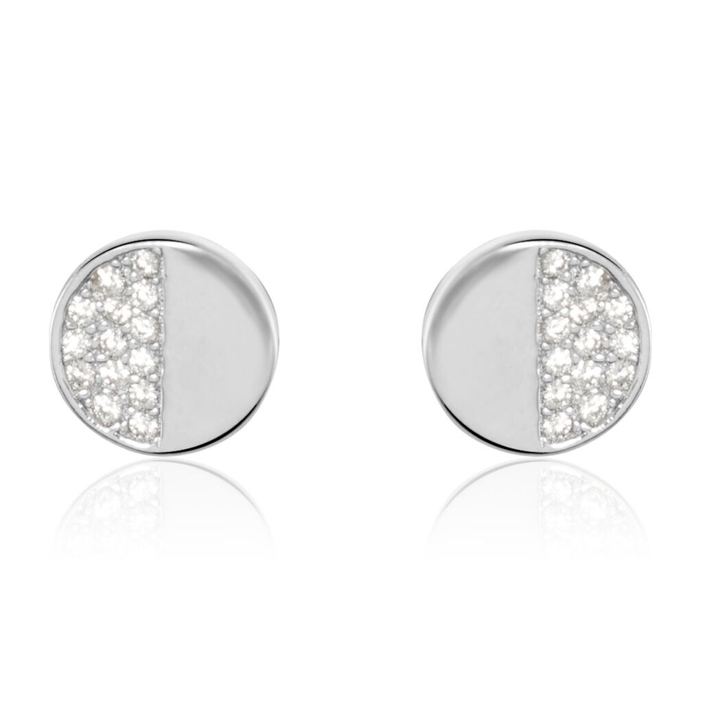 Boucles D'oreilles Puces Argent Blanc Viviano Oxydes De Zirconium