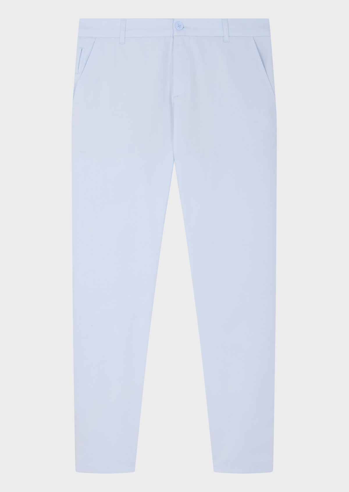 Chino slack skinny 7/8 en coton stretch uni bleu ciel