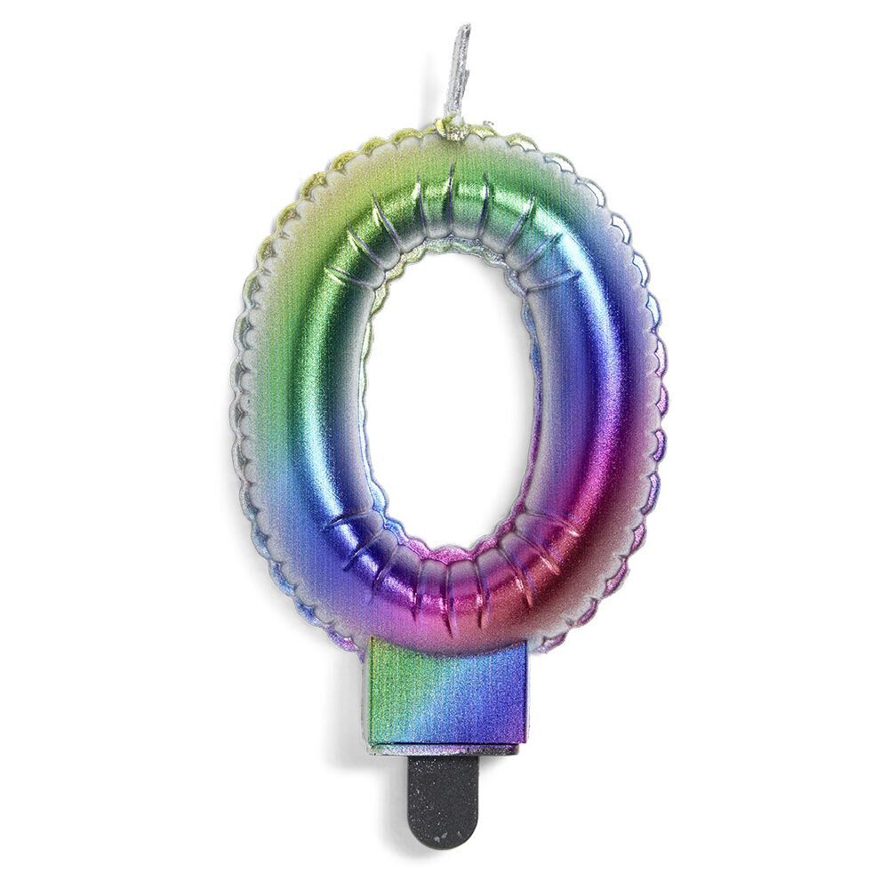 Bougie anniversaire chiffre 0 iridescent