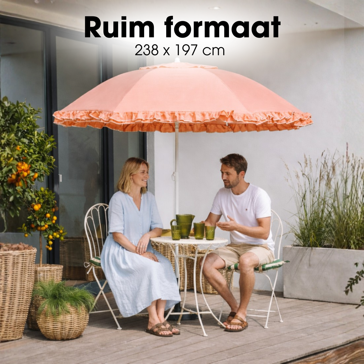 Mica Decorations Kantelbare Parasol 238 x Ã195 cm