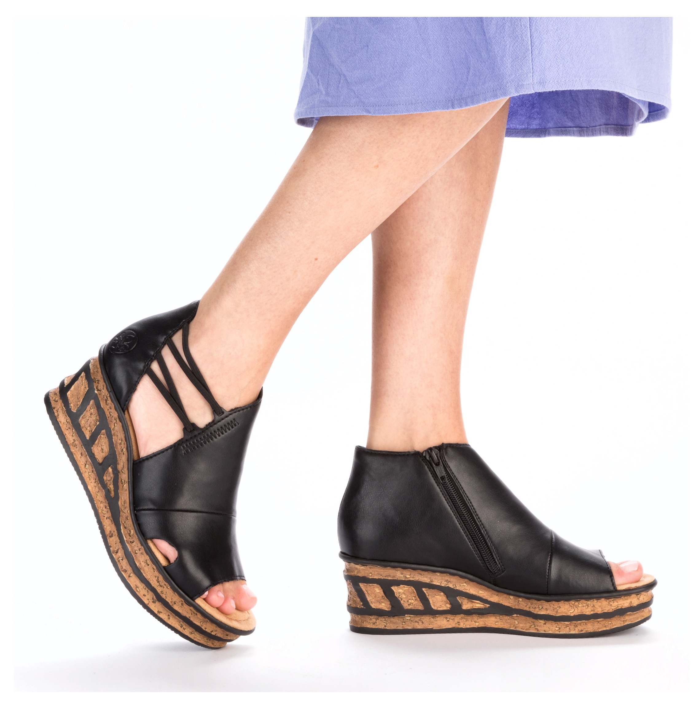 Rieker Keilsandalette  , Sommerschuh, Sandale, Keilabsatz, mit Innen-Reissverschluss