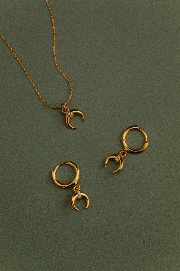 Orelia Jewellery Pave Crescent Charm Micro Hoops