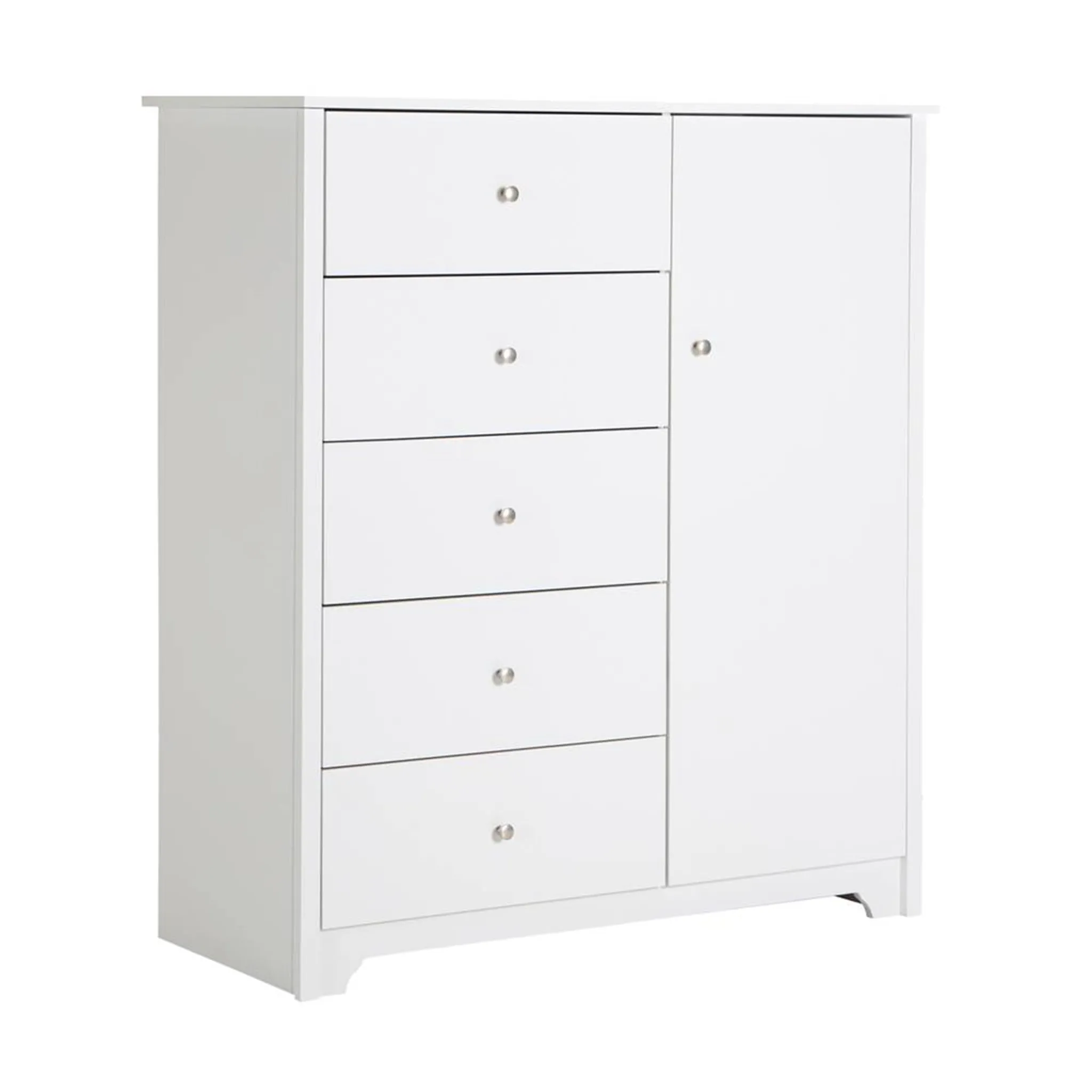 South Shore Commode Vito avec Porte et 5 Tiroirs - Blanc Solide