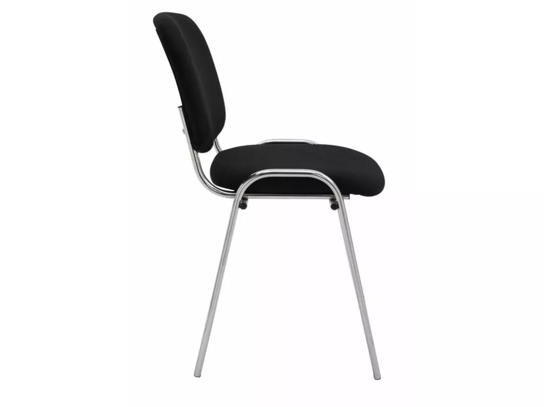 Lot de 4 Chaise de conférence - Tissu & Métal chromé - Noir - Ken
