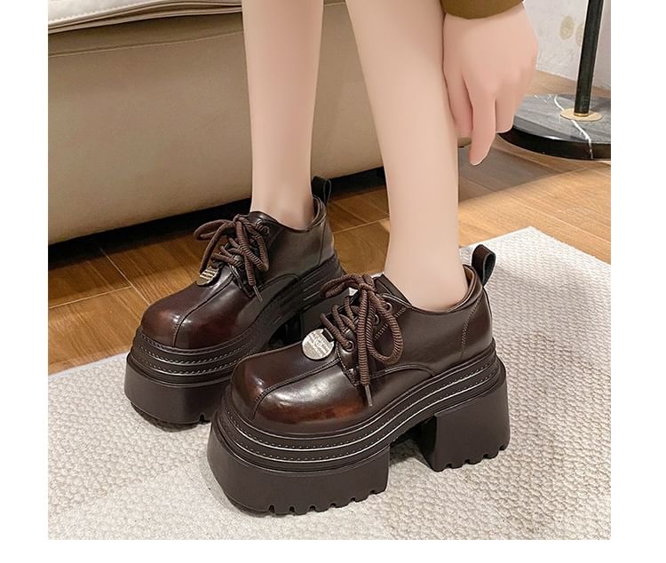 Sleeko - Platform veterschoenen van imitatieleer