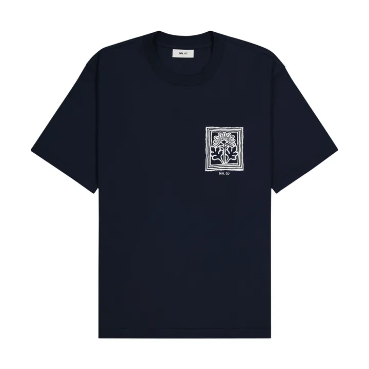 NN. 07 T-shirt Imprimé Adam 3209 Coton Pima | Bleu marine