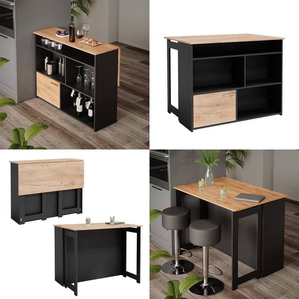 Vicco Bartisch Dominic Eiche Anthrazit 116 x 37 cm Esszimmer Küche offene Fächer Tür