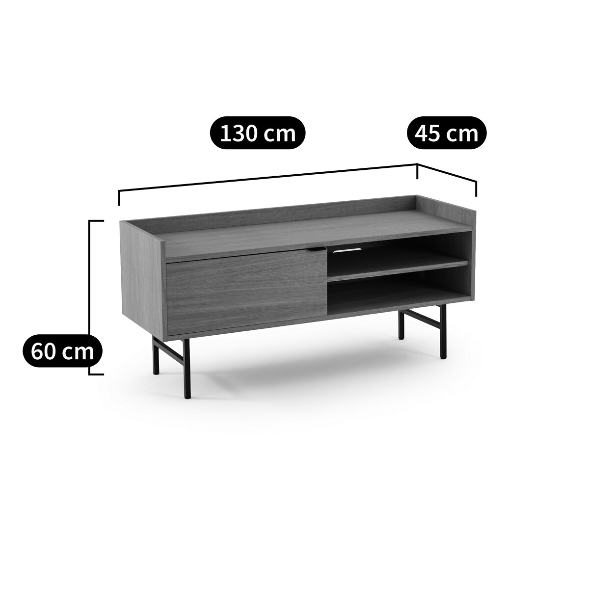 LA REDOUTE INTERIEURS<br>Móvel TV/hi-fi pequeno de carvalho L130 cm, Volga