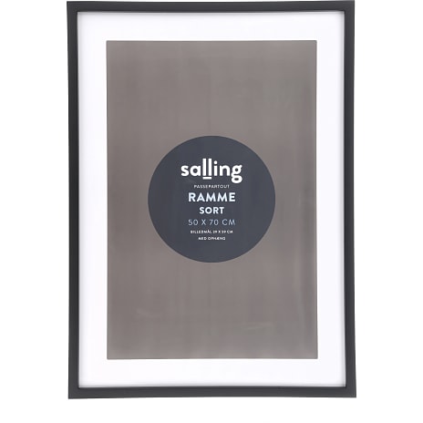 Sort passepartout ramme m. plexiglas - 50x70 cm
