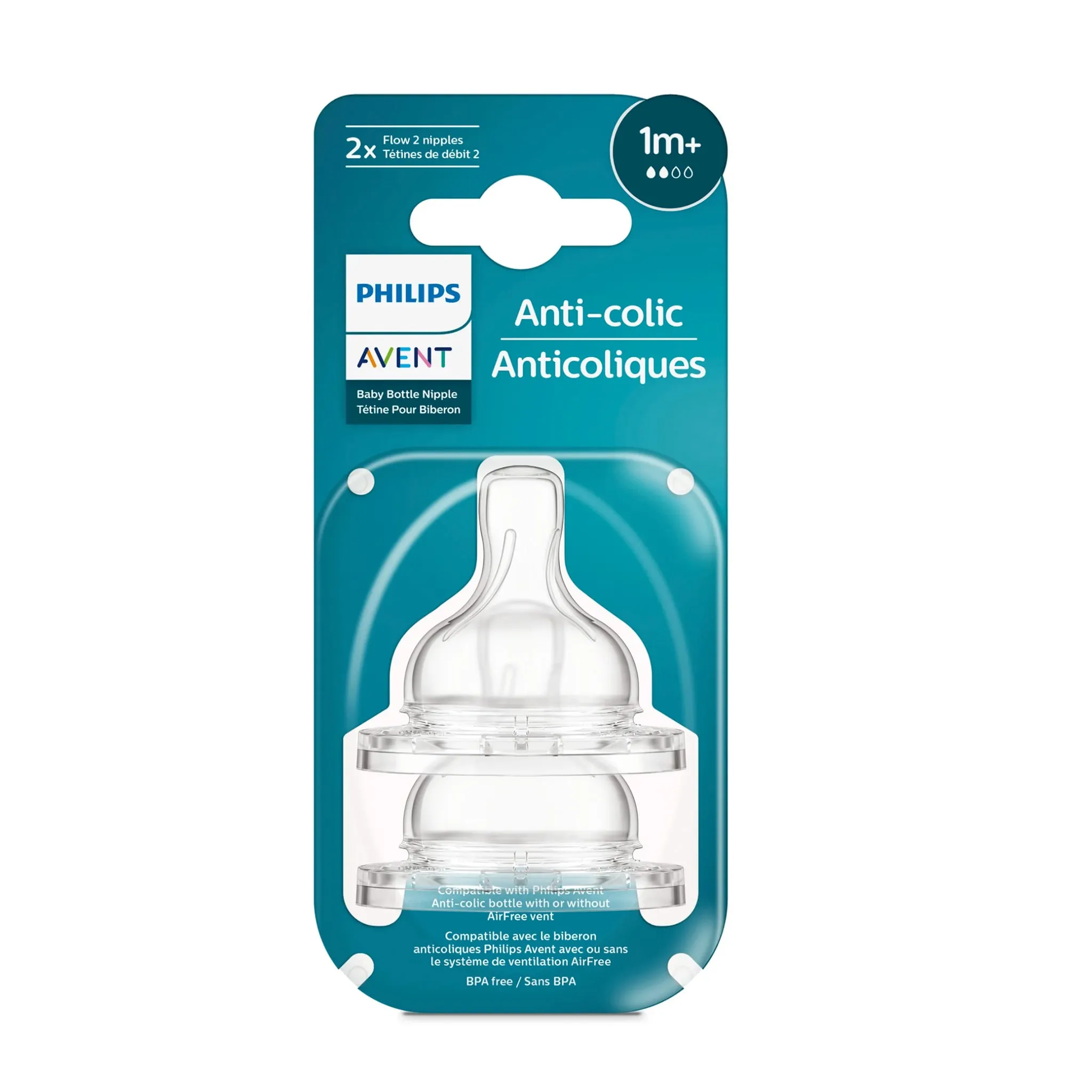 Philips Avent Tétines Anticolique (2) Niveau 2 pour 1mois+