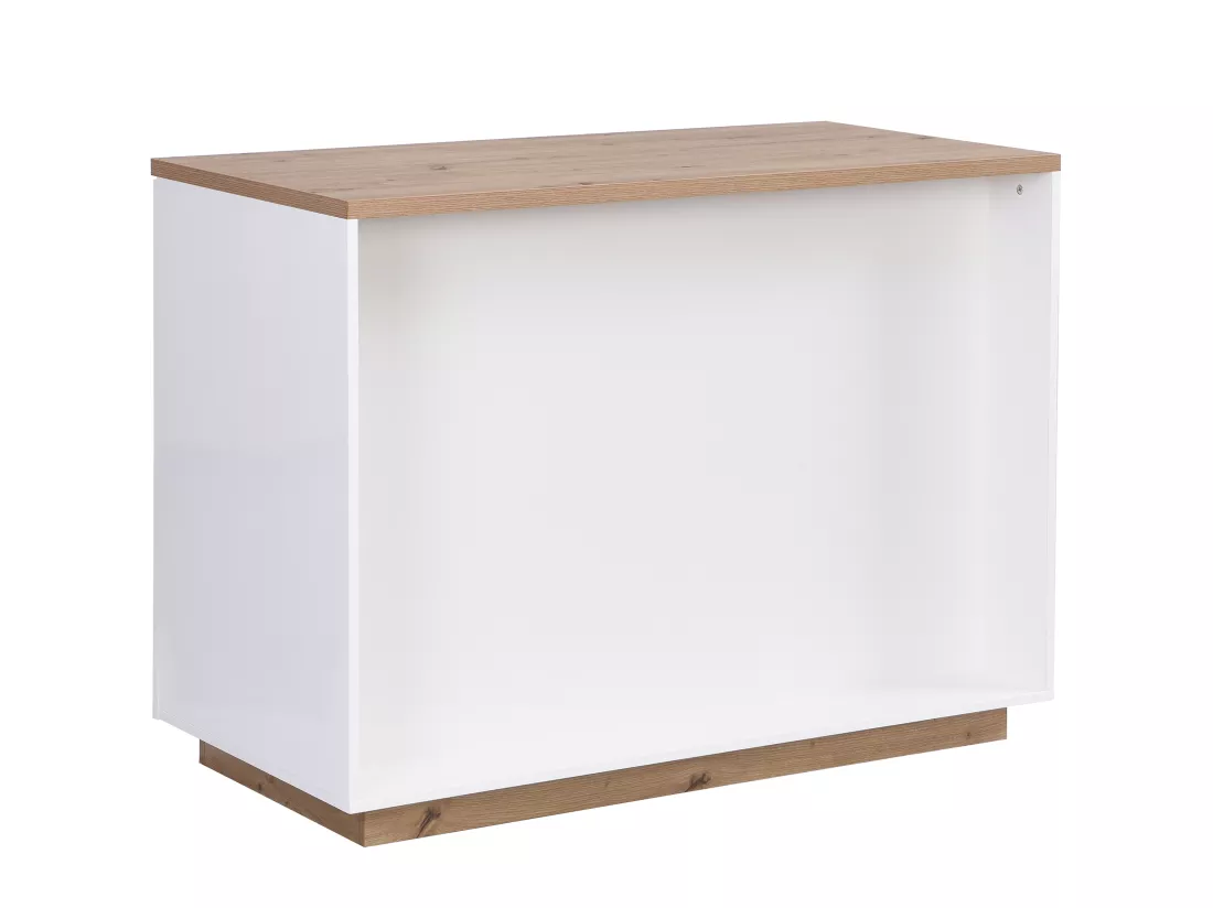 Ilot central de cuisine avec 2 portes et 1 niche en MDF - Naturel et blanc - CORELINA