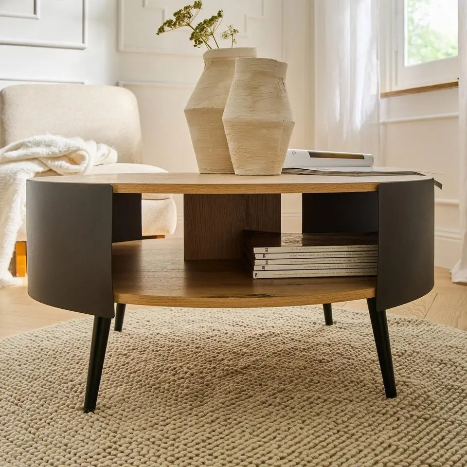 CALICOSY - Salontafel EKLO - Eik - 39x80x80 cm