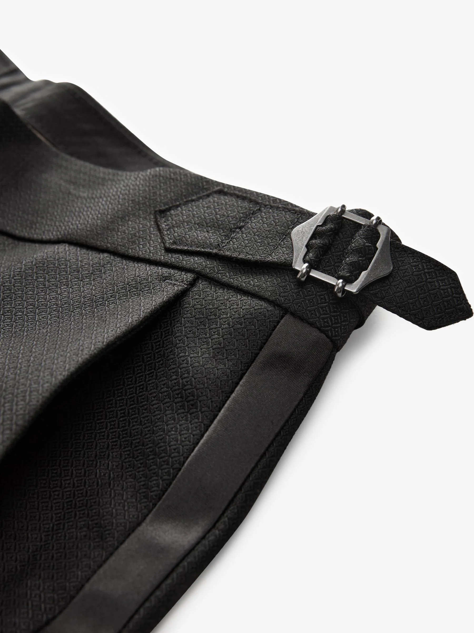 Zwart - Slim Fit - Adjustable Tape Detail Tuxedo Trousers