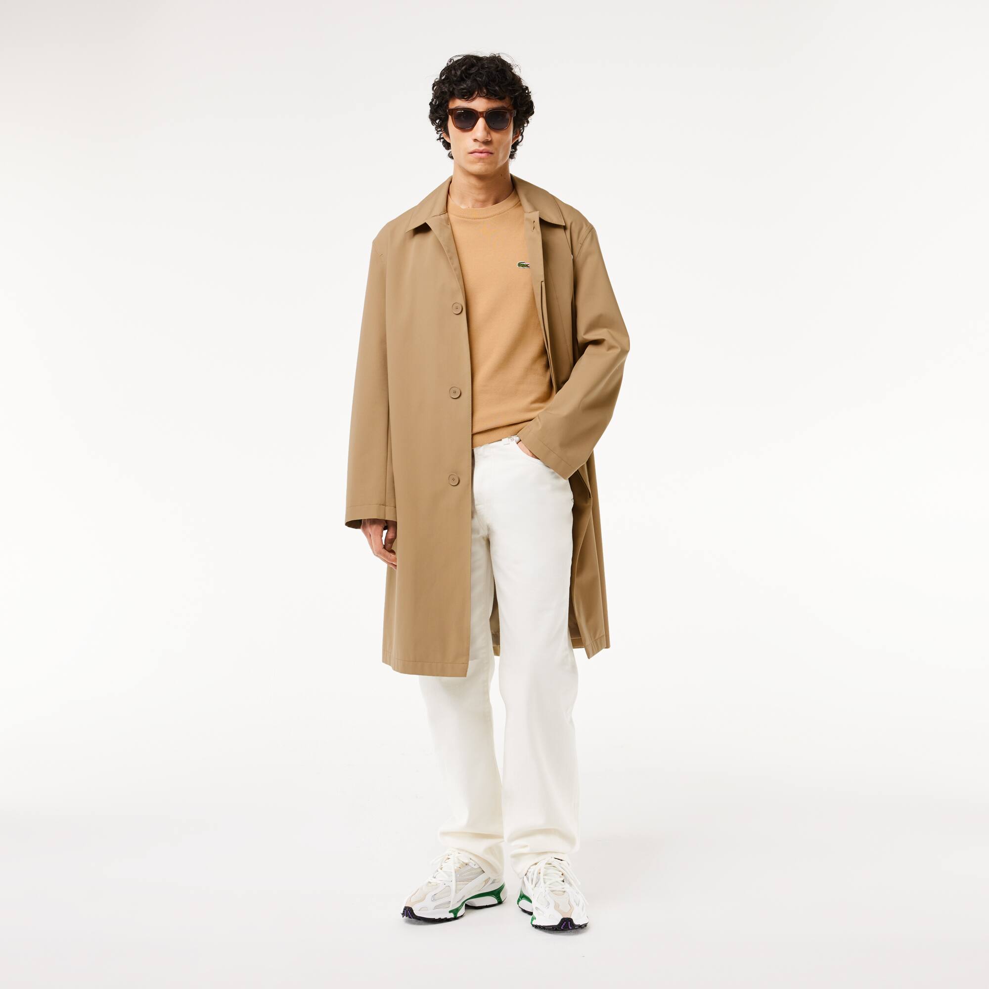 Pull à col rond en coton uni Pullovers - Beige - Lacoste - Homme