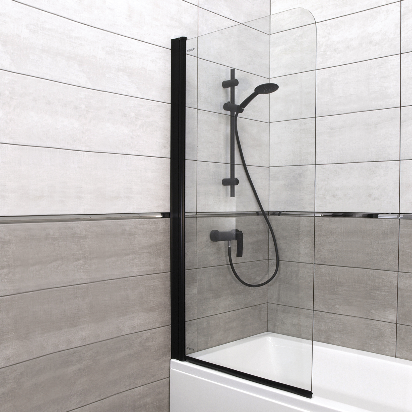 Kerra Crystal 1 badwand 150x80cm mat zwart