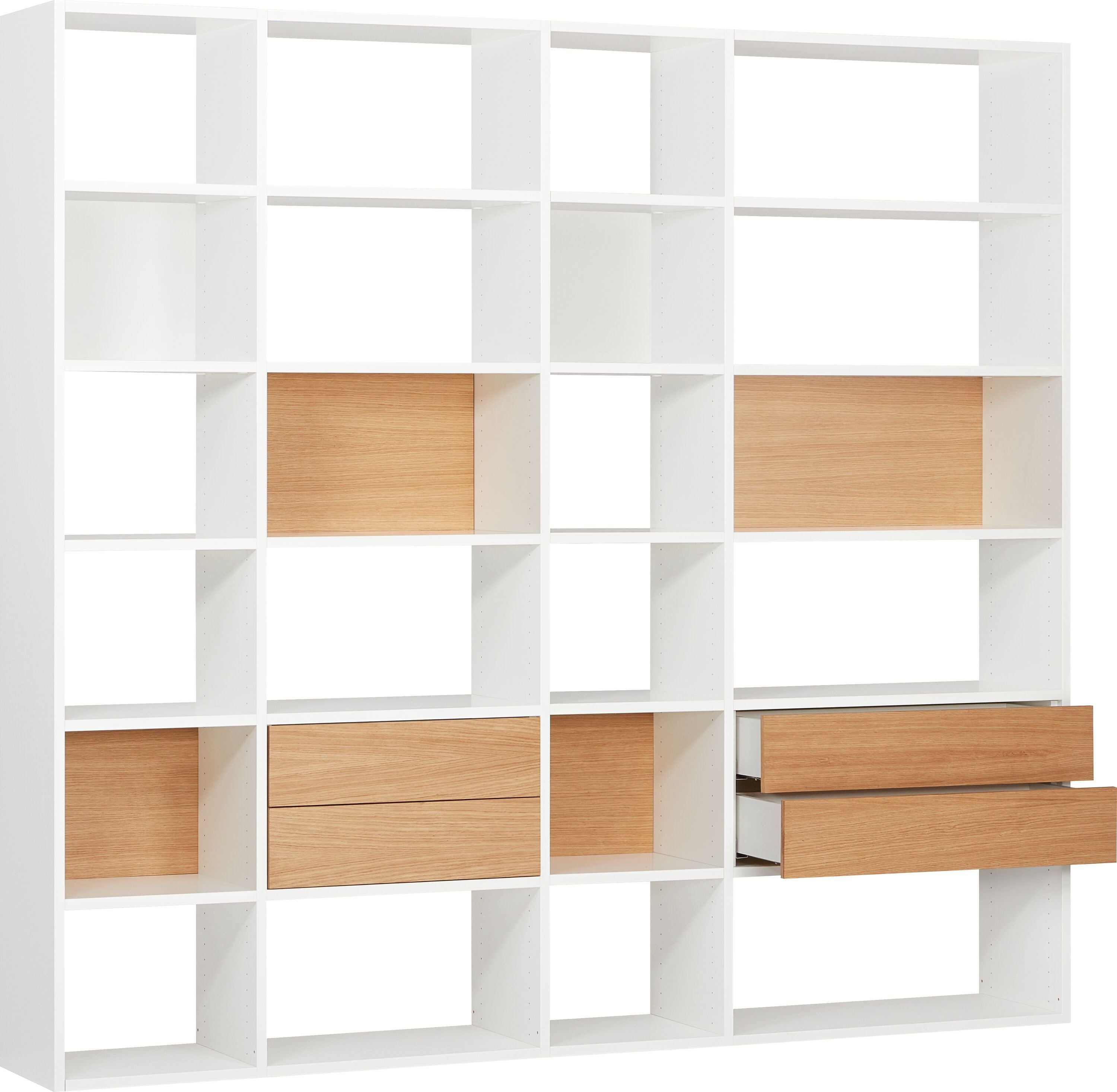 TARA Regal - Weiss / Eiche / B: 220.0 cm x T: 33.0 cm x H: 222.0 cm