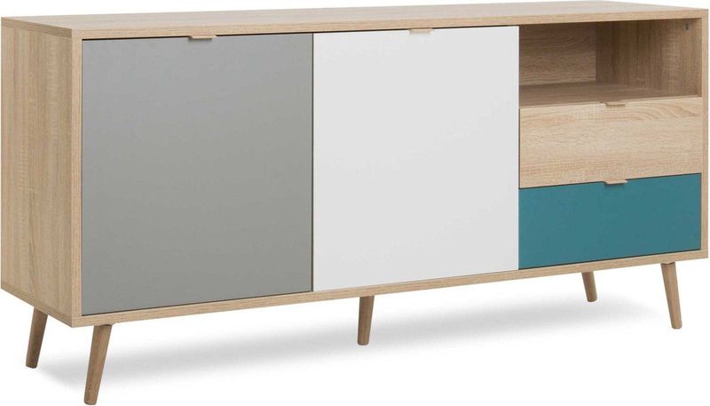 Finori - Dressoir - Multicolor - Spaanplaat - Cuba Collectie met 2 Deuren en 2 Laden