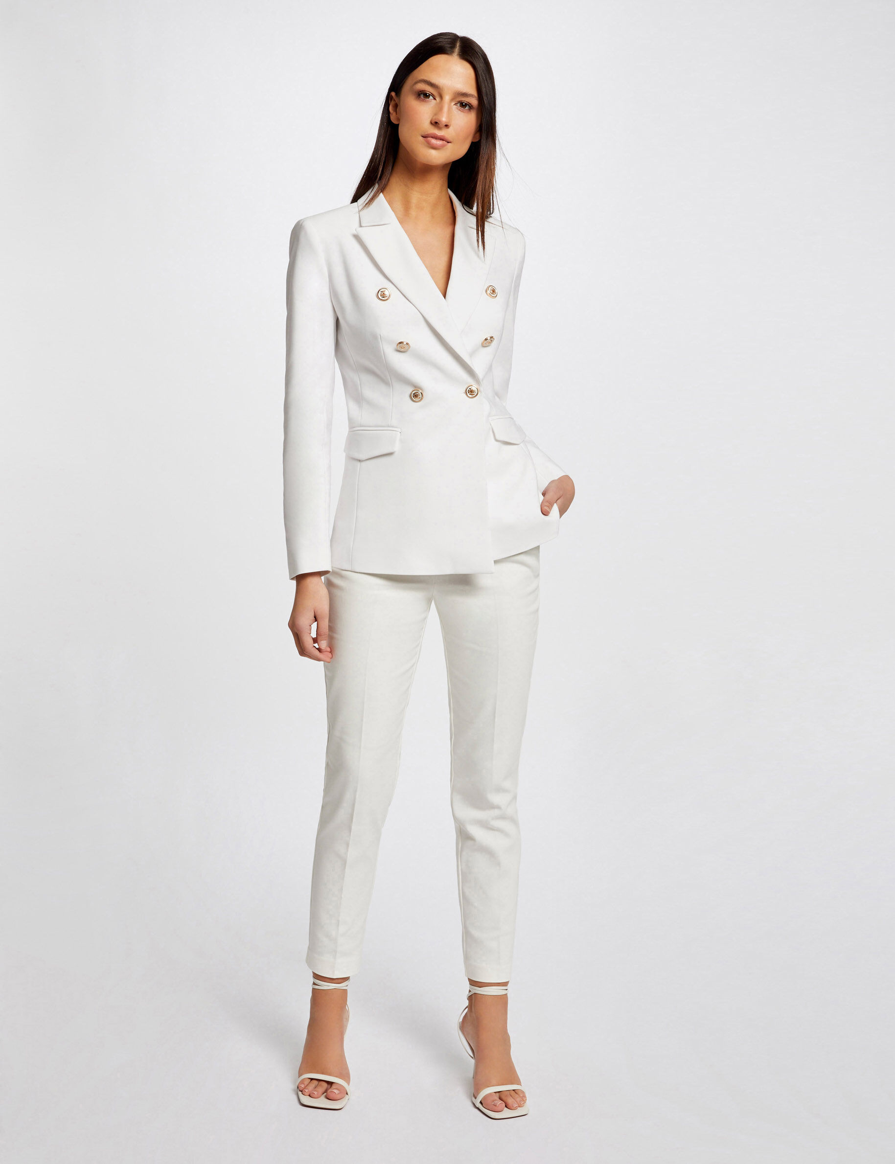 Veste cintrée avec boutons ecru femme - ecru