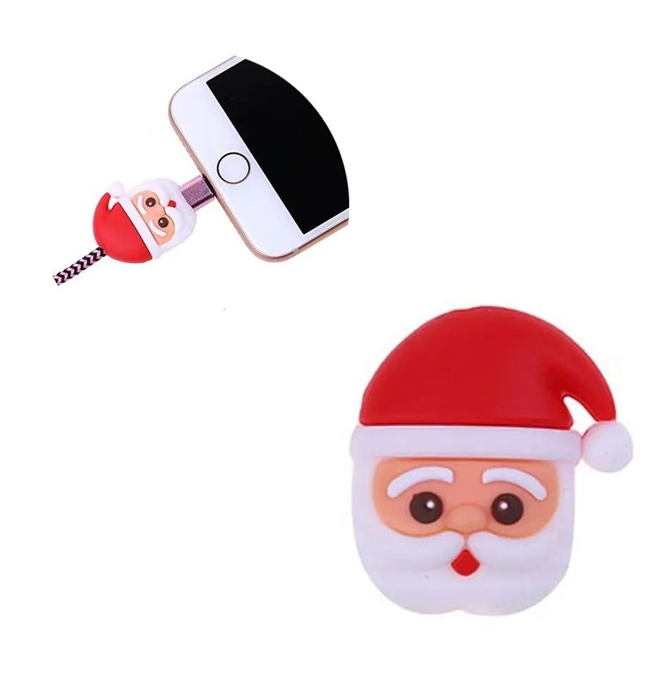 (3er Set) USB C / Lightning Kabel Bruchschutz / Halter / Kabelbeisser Weihnachtsmann / Weihnachtsbaum / Rentier