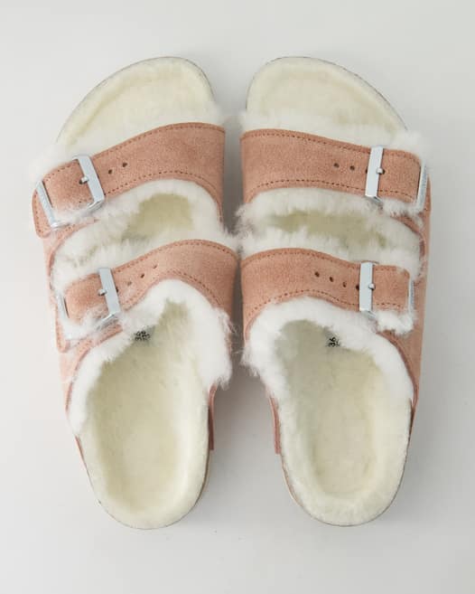 Birkenstock Arizona Shearling Pantoletten in Pink